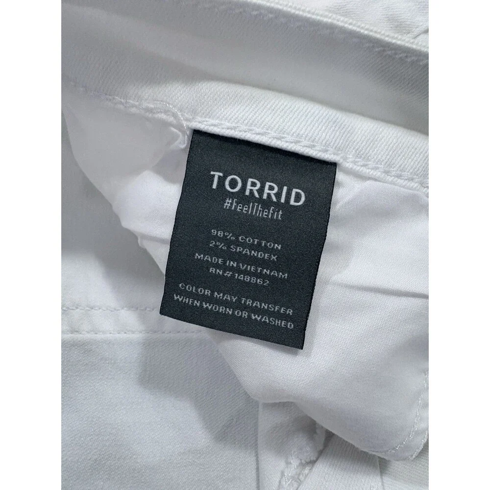 Torrid White Denim Shorts Women Size 20 Mid Rise Vintage Stretch Cuff